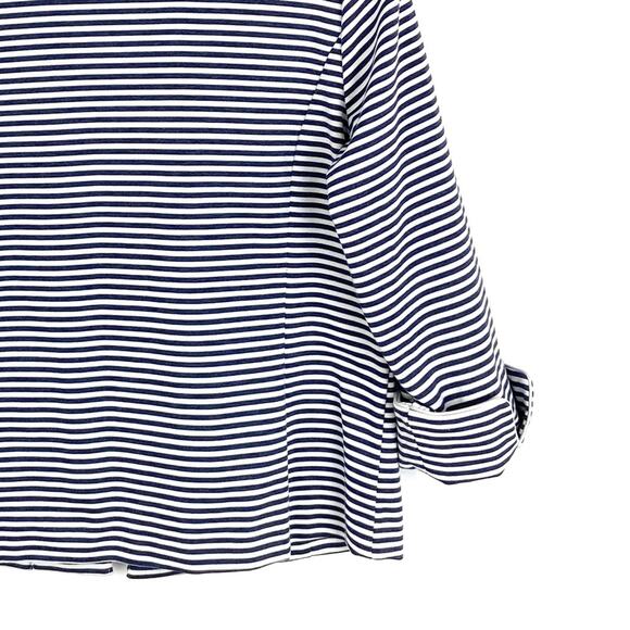 Erin London Stripe Blazer Jacket Prep Academia Business Nautical Blue White LG - Picture 5 of 7